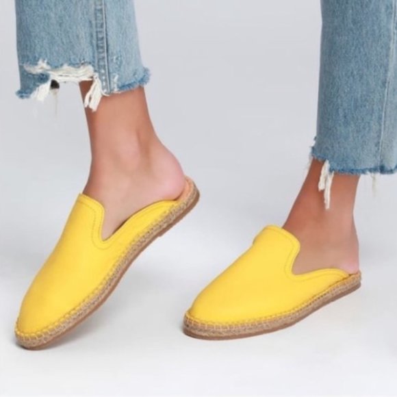 Lulus Shoes - Lulu’s Morkas Alejandro Yellow Slip-on Mules Sz 9